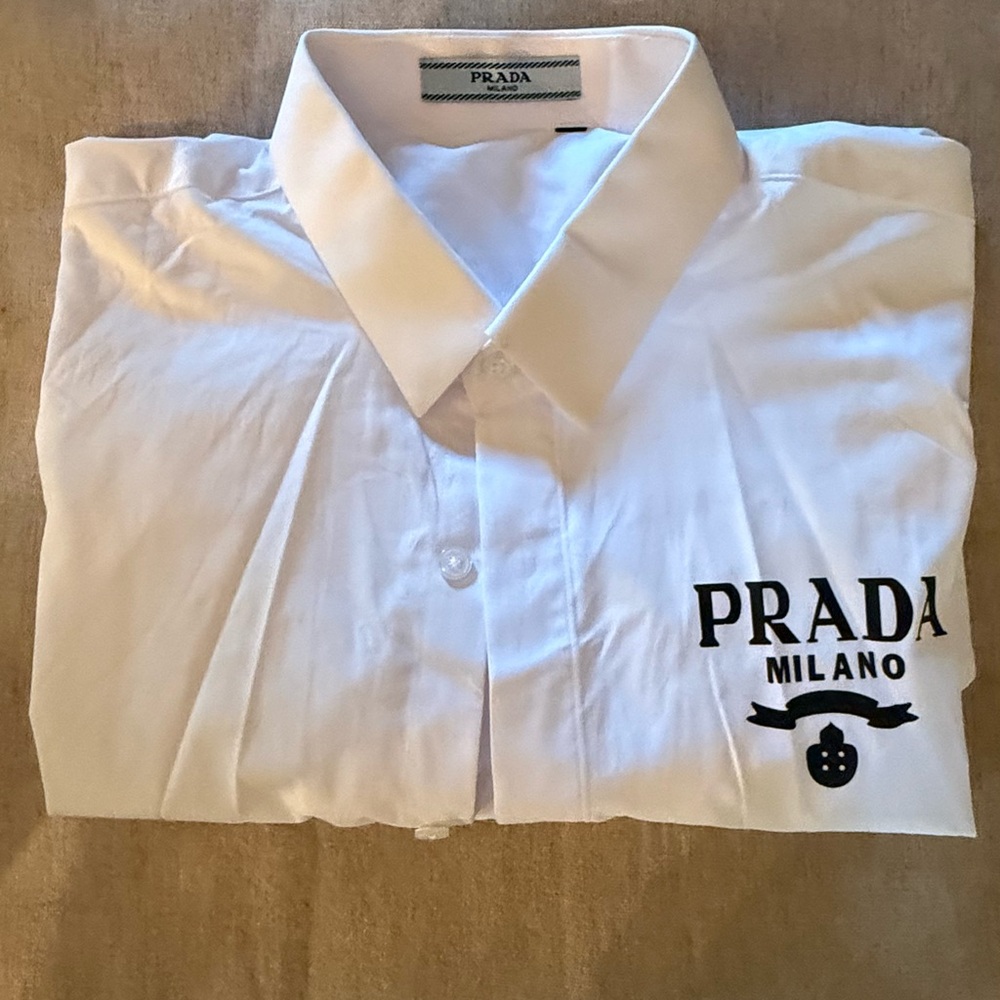 Prada White Logo Dress Shirt for Men